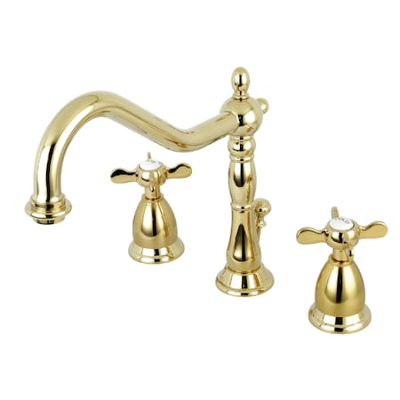 8 Widespread Bathroom Faucet, Polished Brass